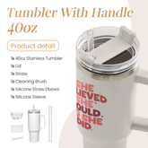Graduation Gifts for Women She Believed She Could So She Did Tumbler 40oz Stainless Steel Insulated with Handle and Straw, New Job, Going Away, Inspirational Gifts for Her